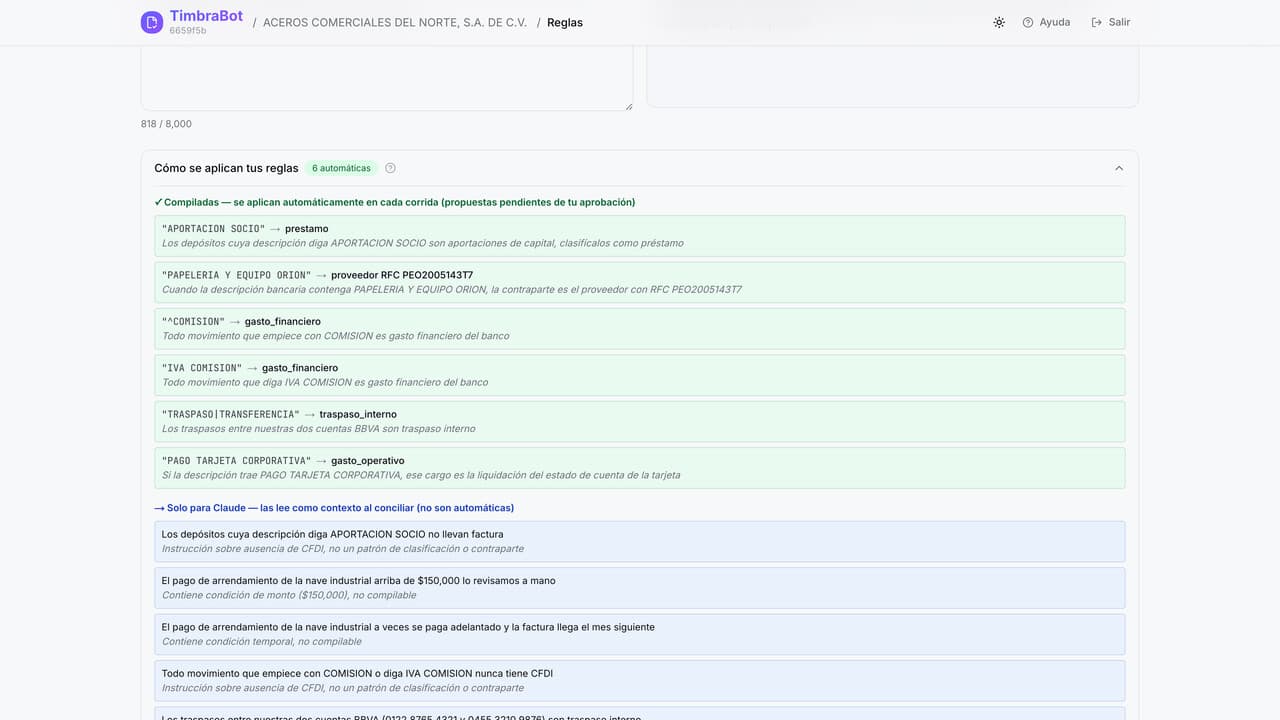 TimbraBot: bandeja de conciliación y editor de reglas (3)
